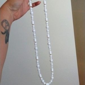 Monet white beaded and gold toned accents medium length necklace